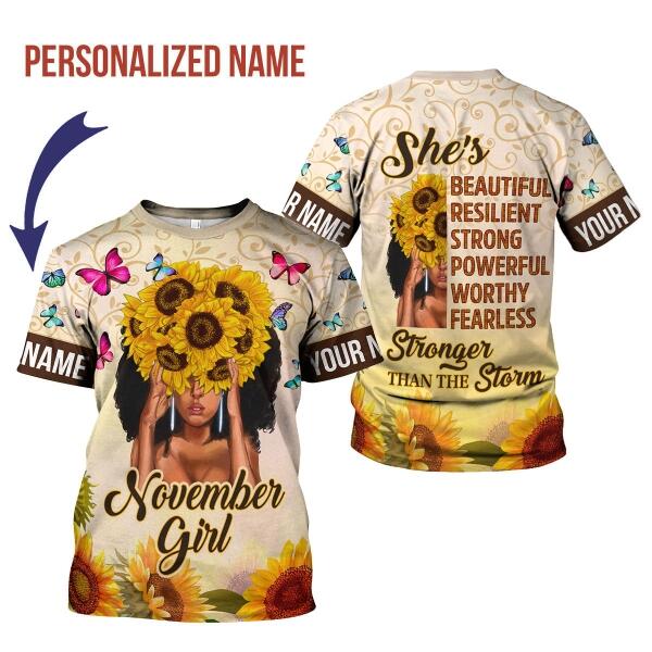 CustomsPig Personalized T-shirt November Girl All Over Printed