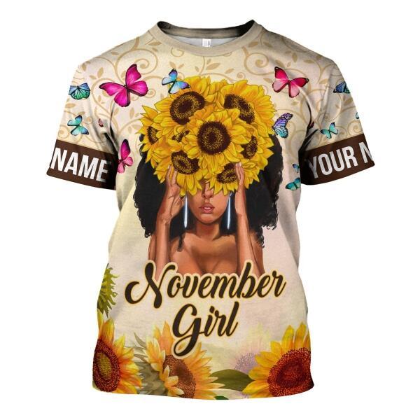 CustomsPig Personalized T-shirt November Girl All Over Printed