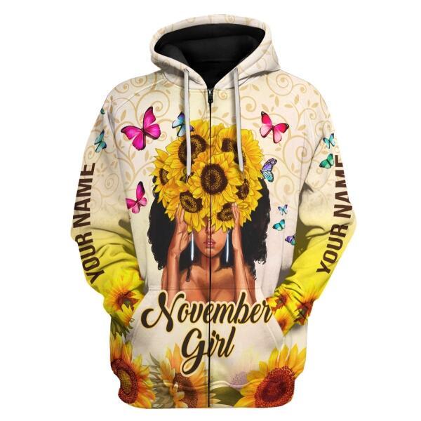CustomsPig Personalized Hoodie November Girl All Over Printed