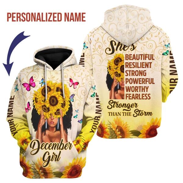 CustomsPig Personalized Hoodie December Girl All Over Printed