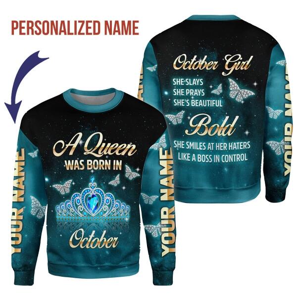 CustomsPig Personalized Tops October Girl All Over Printed
