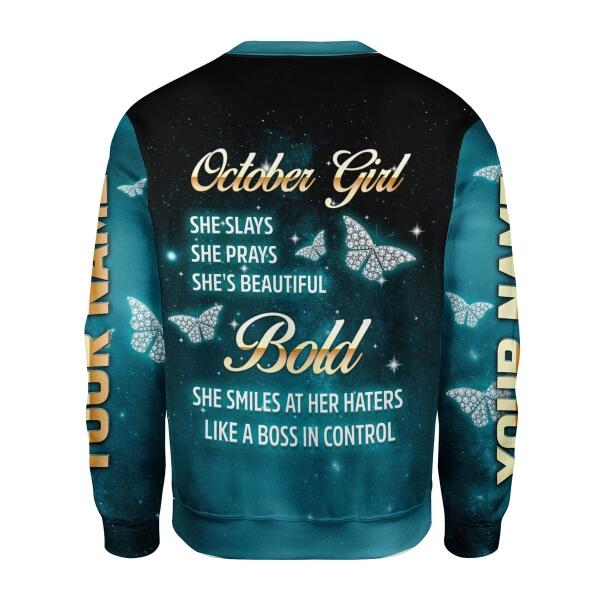 CustomsPig Personalized Ugly Sweater October Girl All Over Printed