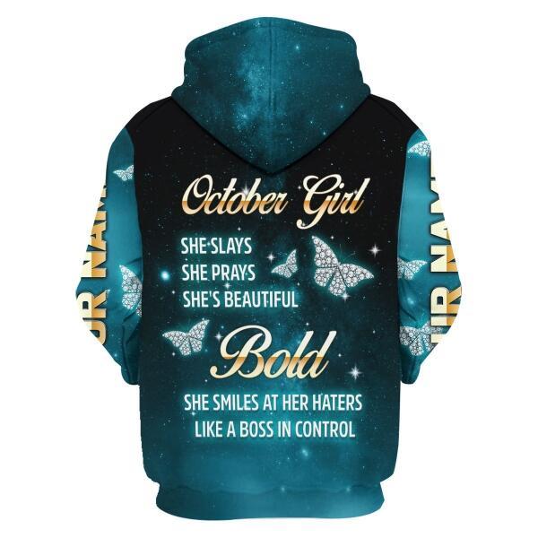CustomsPig Personalized Hoodie October Girl All Over Printed