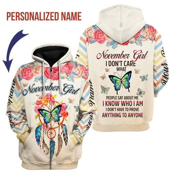 CustomsPig Personalized Zip Hoodie November Girl All Over Printed