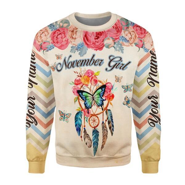 CustomsPig Personalized Ugly Sweater November Girl All Over Printed