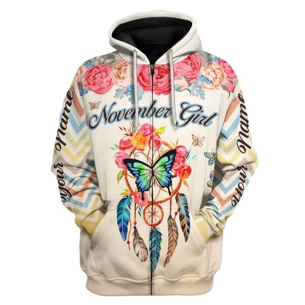 CustomsPig Personalized Hoodie November Girl All Over Printed