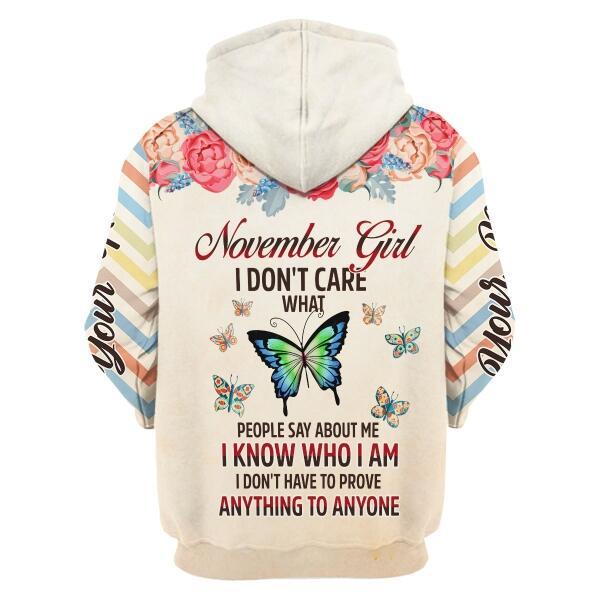 CustomsPig Personalized Zip Hoodie November Girl All Over Printed