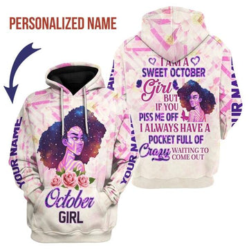 CustomsPig Personalized Hoodie October Girl All Over Printed
