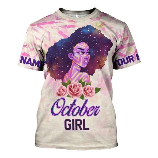 CustomsPig Personalized T-shirt October Girl All Over Printed