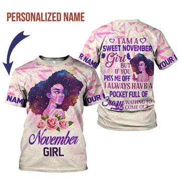 CustomsPig Personalized T-shirt November Girl All Over Printed