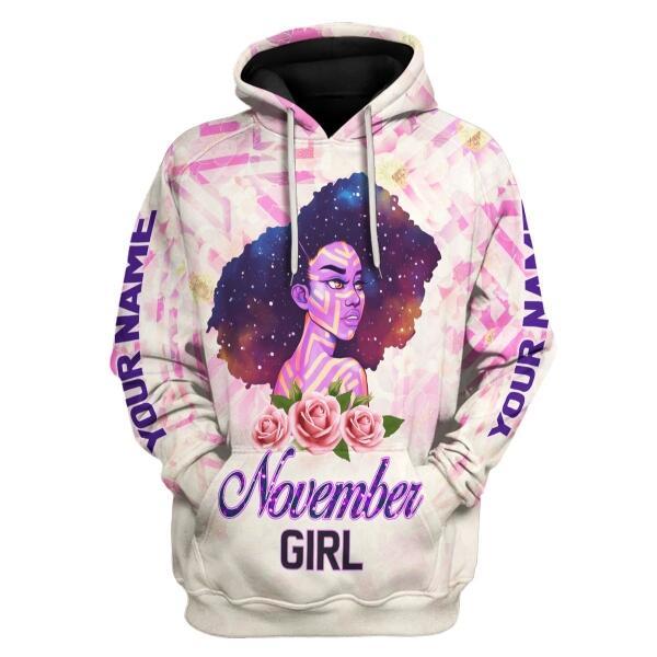 CustomsPig Personalized Hoodie November Girl All Over Printed