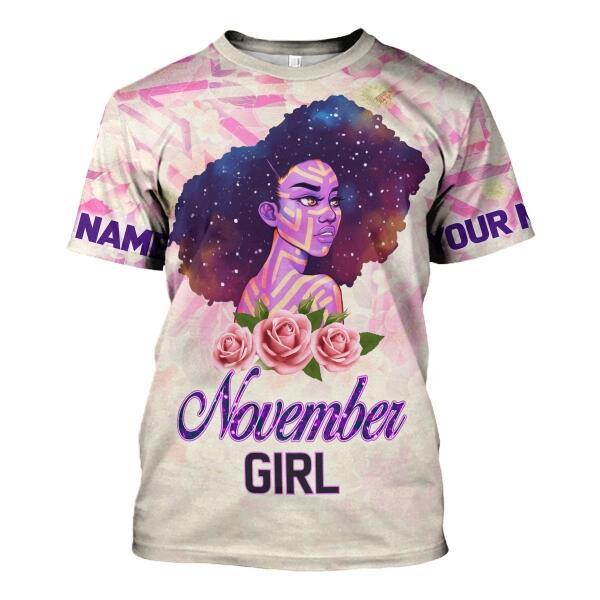 CustomsPig Personalized T-shirt November Girl All Over Printed