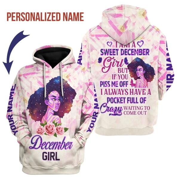 CustomsPig Personalized Hoodie December Girl All Over Printed