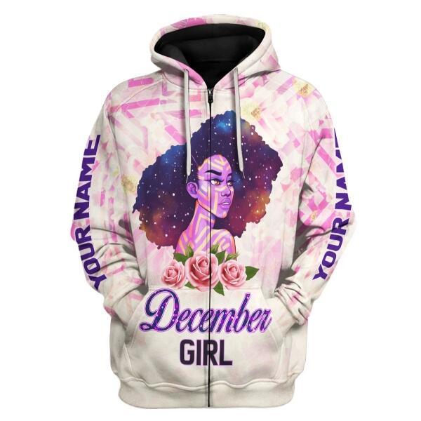 CustomsPig Personalized Zip Hoodie December Girl All Over Printed