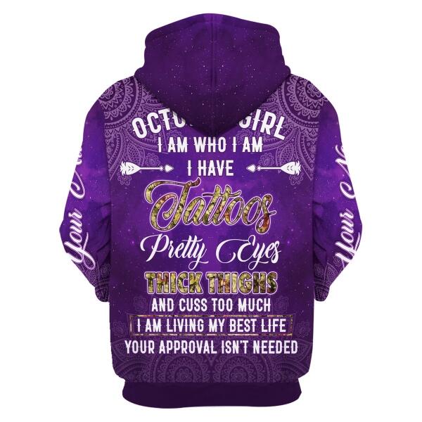 CustomsPig Personalized Hoodie October Girl I Have Tattoos All Over Printed