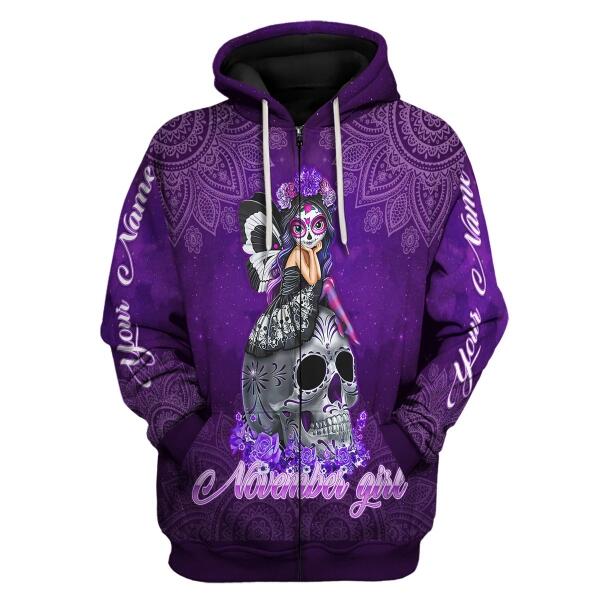 CustomsPig Personalized Hoodie November Girl I Have Tattoos All Over Printed