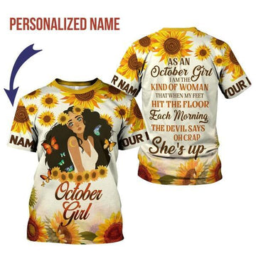 CustomsPig Personalized T-shirt October Girl All Over Printed