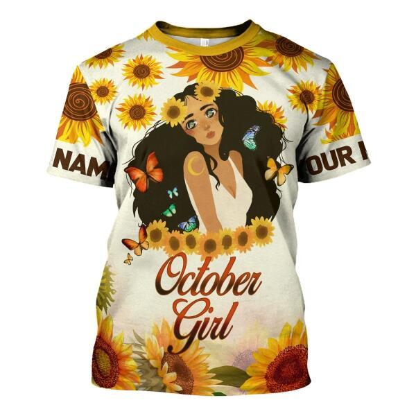 CustomsPig Personalized T-shirt October Girl All Over Printed