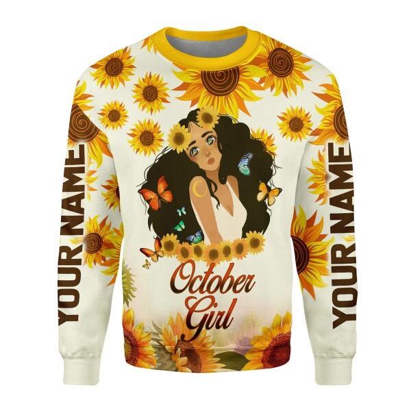 CustomsPig Personalized Ugly Sweater October Girl All Over Printed