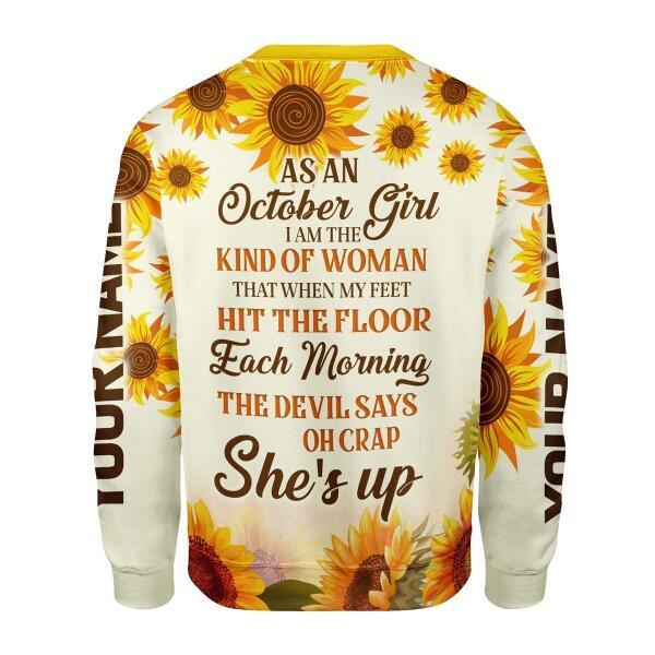 CustomsPig Personalized Ugly Sweater October Girl All Over Printed