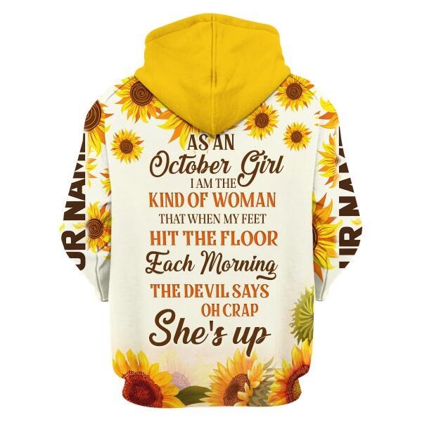 CustomsPig Personalized Hoodie October Girl All Over Printed