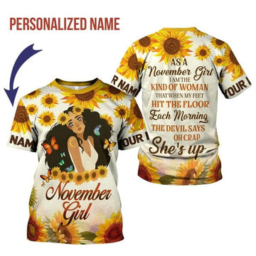 CustomsPig Personalized T-shirt November Girl All Over Printed