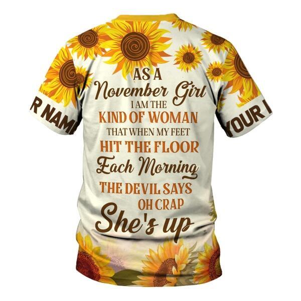 CustomsPig Personalized Tops November Girl All Over Printed
