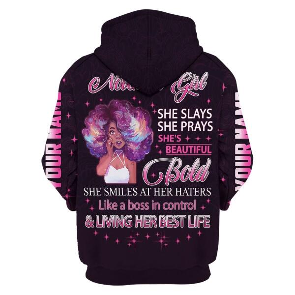 CustomsPig Personalized Hoodie November Girl She's Beautiful Bold All Over Printed