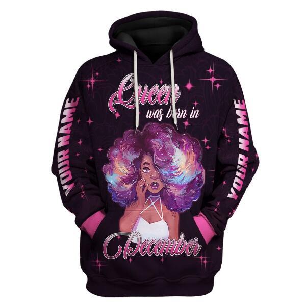 CustomsPig Personalized Hoodie December Girl She's Beautiful Bold All Over Printed