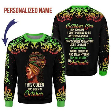 CustomsPig Personalized Tops October Girl I Am 100% Me  All Over Printed