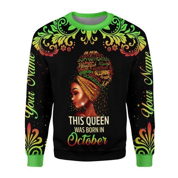CustomsPig Personalized Ugly Sweater October Girl I Am 100% Me  All Over Printed