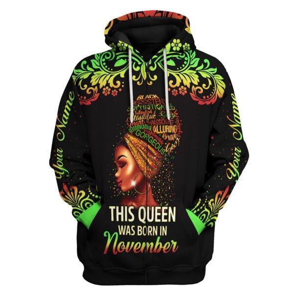 CustomsPig Personalized Zip Hoodie November Girl I Am 100% Me  All Over Printed