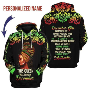 CustomsPig Personalized Hoodie December Girl I Am 100% Me All Over Printed