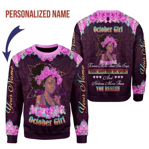 CustomsPig Personalized Tops October Girl All Over Printed