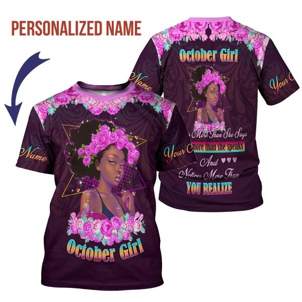 CustomsPig Personalized T-shirt October Girl All Over Printed