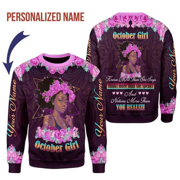 CustomsPig Personalized Ugly Sweater October Girl All Over Printed