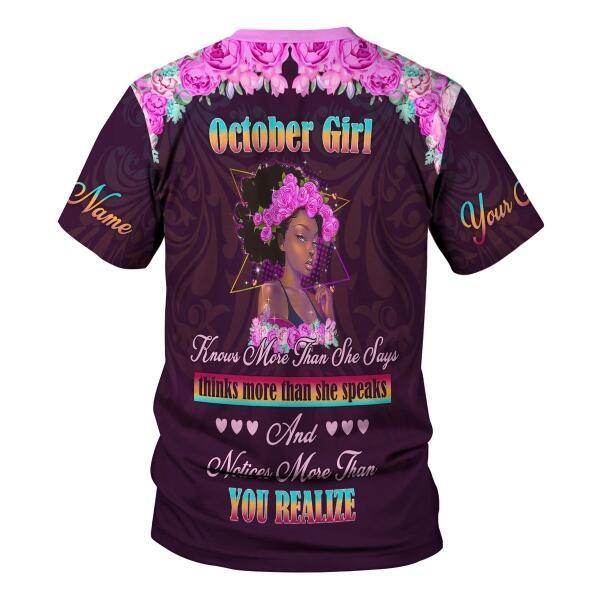 CustomsPig Personalized T-shirt October Girl All Over Printed