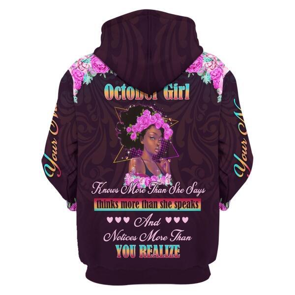 CustomsPig Personalized Hoodie October Girl All Over Printed