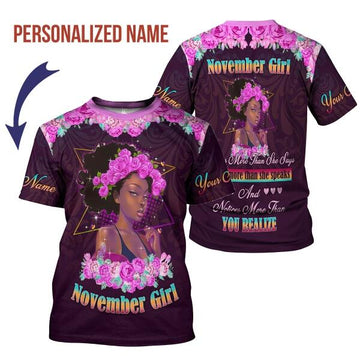 CustomsPig Personalized T-shirt November Girl All Over Printed