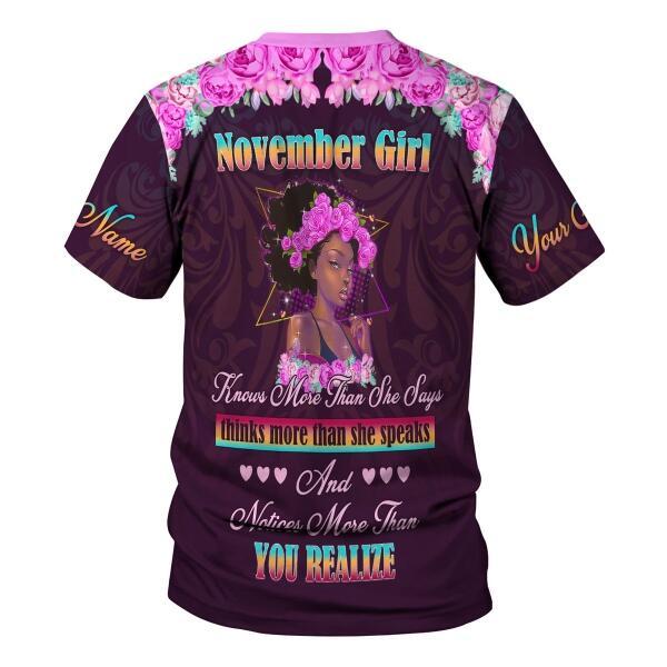 CustomsPig Personalized T-shirt November Girl All Over Printed