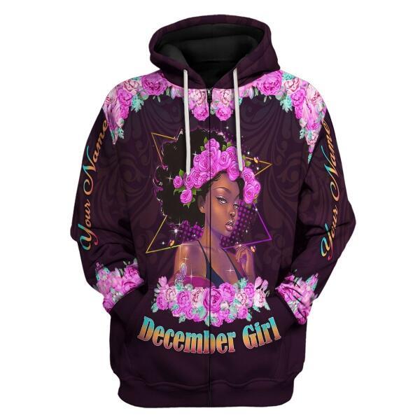 CustomsPig Personalized Zip Hoodie December Girl All Over Printed