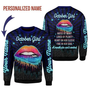 CustomsPig Personalized Tops October Girl Blue All Over Printed
