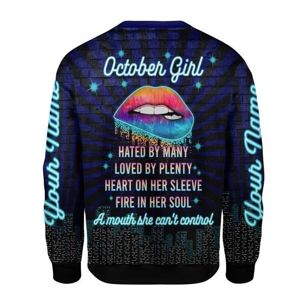 CustomsPig Personalized Ugly Sweater October Girl Blue All Over Printed