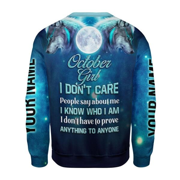 CustomsPig Personalized Ugly Sweater October Girl I Don't Care All Over Printed