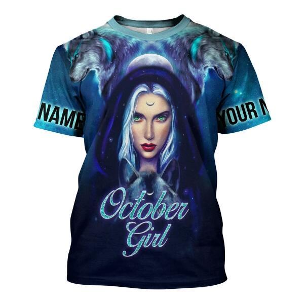 CustomsPig Personalized Tops October Girl I Don't Care All Over Printed