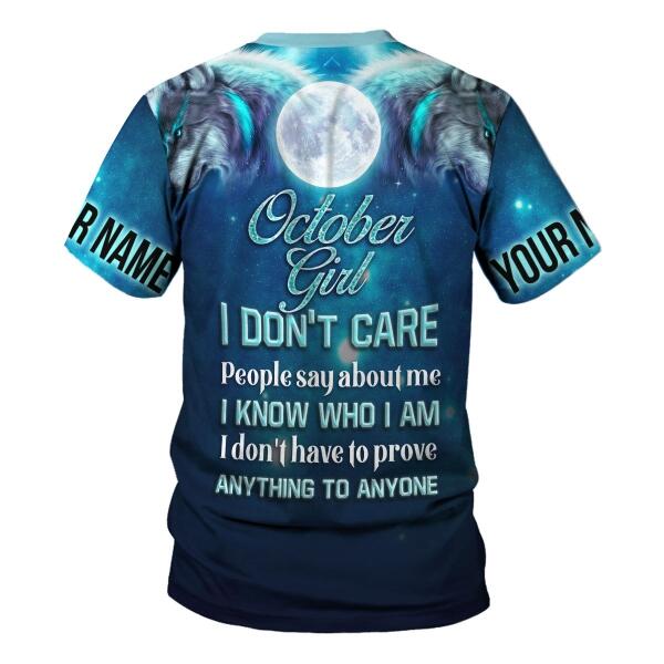 CustomsPig Personalized Tops October Girl I Don't Care All Over Printed