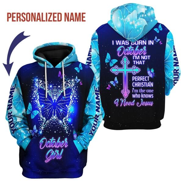 CustomsPig Personalized Hoodie October Girl All Over Printed