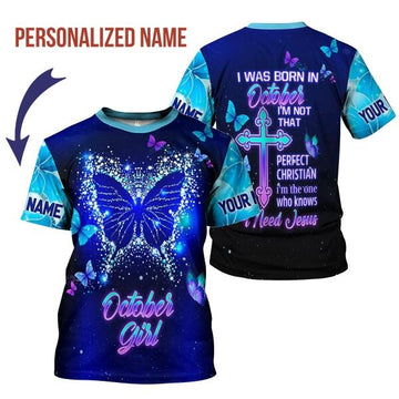 CustomsPig Personalized T-shirt October Girl All Over Printed