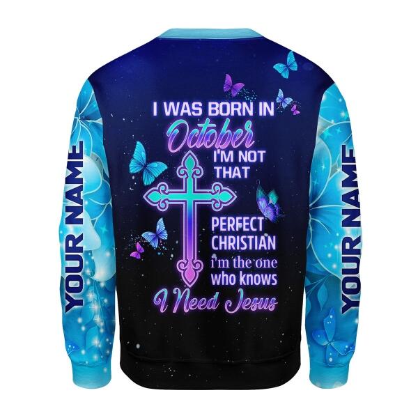 CustomsPig Personalized Ugly Sweater October Girl All Over Printed
