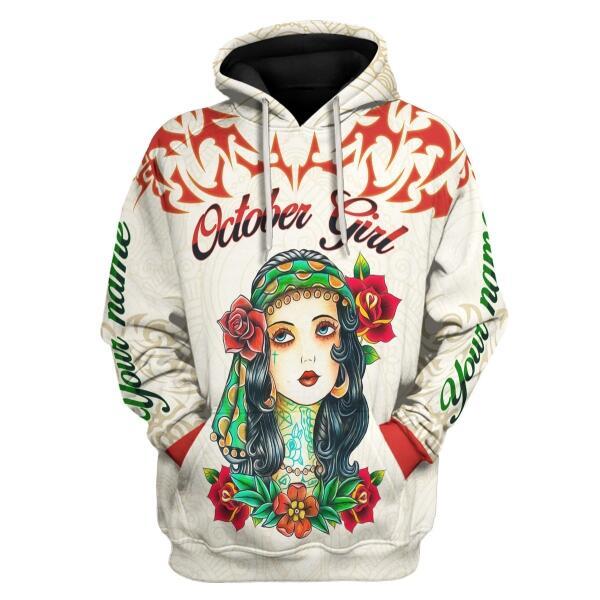 CustomsPig Personalized Hoodie October Girl I Do What I Want All Over Printed